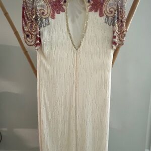 Fully embroidered with sequin and beads dress Oleg Cassini size 10